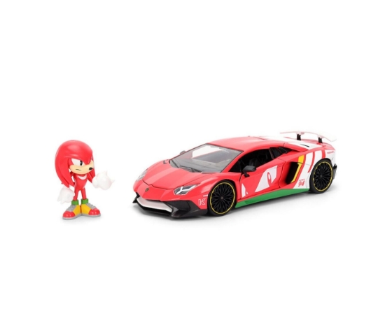 Imagine JADA SONIC ARICIUL SET FIGURINA SONIC SI MASINUTA METALICA LAMBORGHINI AVENTADOR SV SCARA 1 LA 24