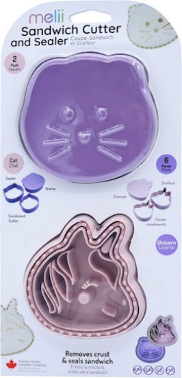 Imagine 3 în 1 forme animale pentru sandwich, Melii – unicorn și pisică