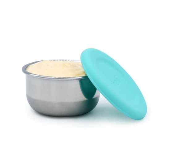 Imagine SET 3 RECIPIENTE MINI INOX CU CAPAC SILICON, MELII, BLEU MINT LIME