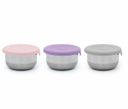 Imagine SET 3 RECIPIENTE MINI INOX CU CAPAC SILICON, MELII, ROZ MOV GRI