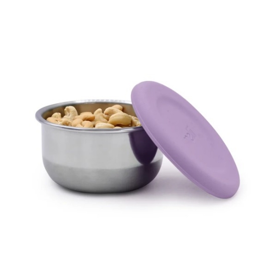 Imagine SET 3 RECIPIENTE MINI INOX CU CAPAC SILICON, MELII, ROZ MOV GRI