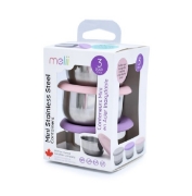 Imagine SET 3 RECIPIENTE MINI INOX CU CAPAC SILICON, MELII, ROZ MOV GRI