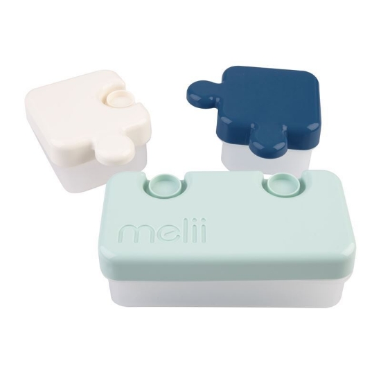 Imagine RECIPIENT HRANA BEBE MODEL PUZZLE, MELII LUXE, BLEUMARIN IVOIRE MENTA