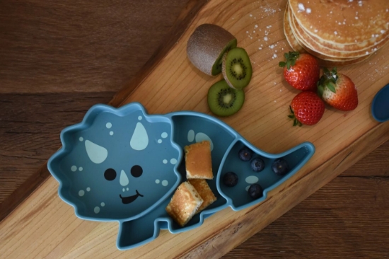 Imagine FARFURIE COMPARTIMENTATA DIN SILICON CU VENTUZA, MELII LUXE, DINOZAUR