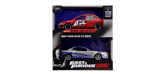 Imagine JADA FAST AND FURIOUS SET 2 MASINUTE METALICE MITSUBISHI LANCER EVOLUTION IX SI BRIANS NISSAN SKYLINE GT R SCARA 1 LA 32