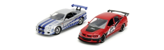 Imagine JADA FAST AND FURIOUS SET 2 MASINUTE METALICE MITSUBISHI LANCER EVOLUTION IX SI BRIANS NISSAN SKYLINE GT R SCARA 1 LA 32