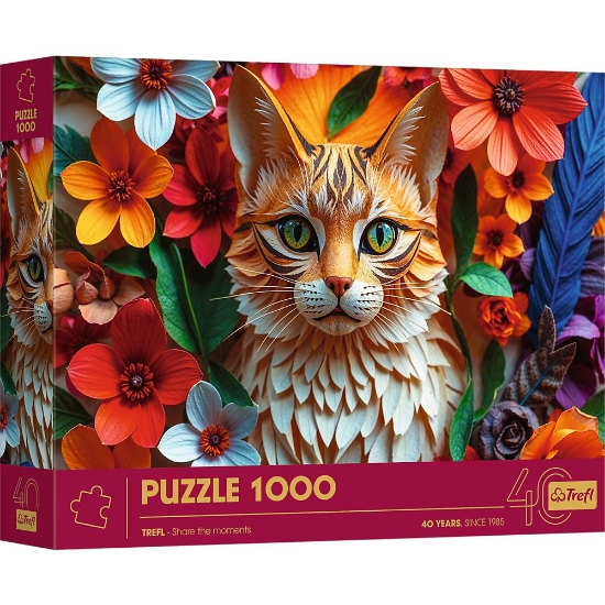 Imagine PUZZLE TREFL 1000 EDITIA ANIVERSARA 40 DE ANI 3D PISICA