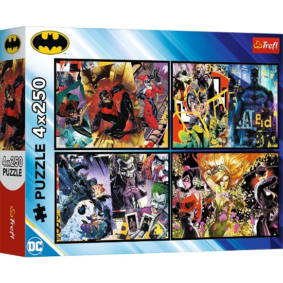 Imagine PUZZLE TREFL 4X250 BATMAN DC BATMAN IN ACTIUNE