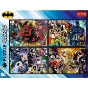 Imagine PUZZLE TREFL 4X250 BATMAN DC BATMAN IN ACTIUNE