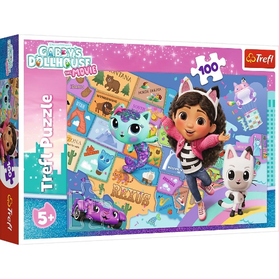 Imagine PUZZLE TREFL 100 GABBYS DOLLHOUSE PRIETENIA IN CASA PISICILOR LUI GABBY