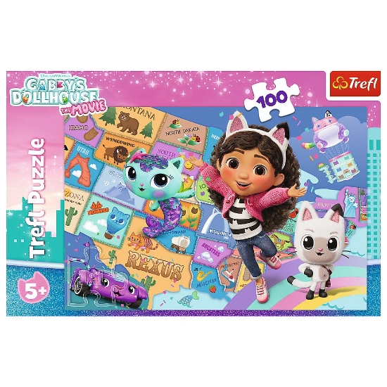 Imagine PUZZLE TREFL 100 GABBYS DOLLHOUSE PRIETENIA IN CASA PISICILOR LUI GABBY