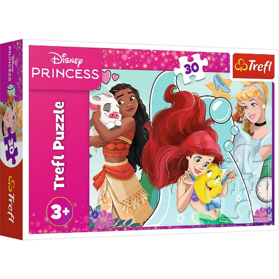 Imagine PUZZLE TREFL 30 DISNEY PRINCESS PRINTESE FRUMOASE SI CURAJOASE