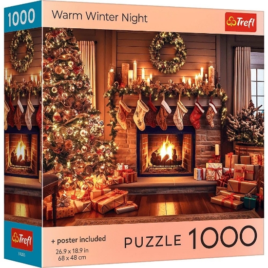 Imagine PUZZLE TREFL 1000 COLECTIA SUA NOAPTE CALDA DE IARNA POSTER INCLUS
