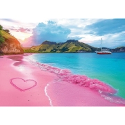 Imagine PUZZLE TREFL 1000 COLECTIA SUA PLAJA TROPICALA ROZ POSTER INCLUS