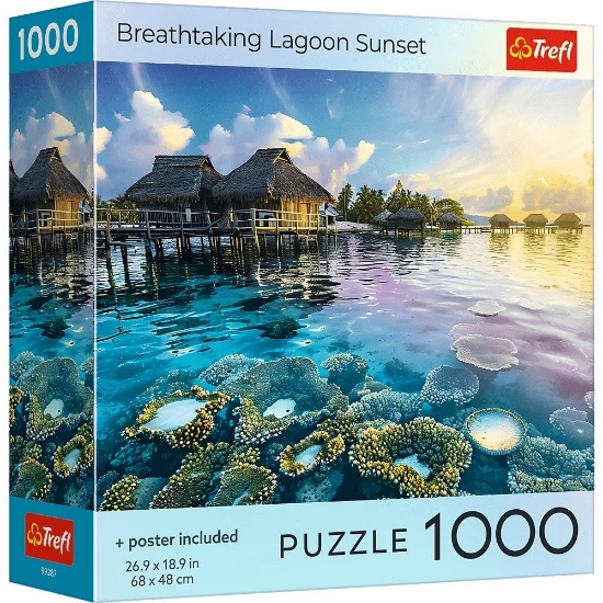 Imagine PUZZLE TREFL 1000 COLECTIA SUA APUS DE SOARE ULUITOR PE LAGUNA POSTER INCLUS