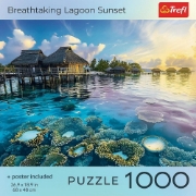 Imagine PUZZLE TREFL 1000 COLECTIA SUA APUS DE SOARE ULUITOR PE LAGUNA POSTER INCLUS