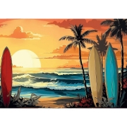 Imagine PUZZLE TREFL 1000 COLECTIA SUA APUS DE SOARE PENTRU SURF POSTER INCLUS