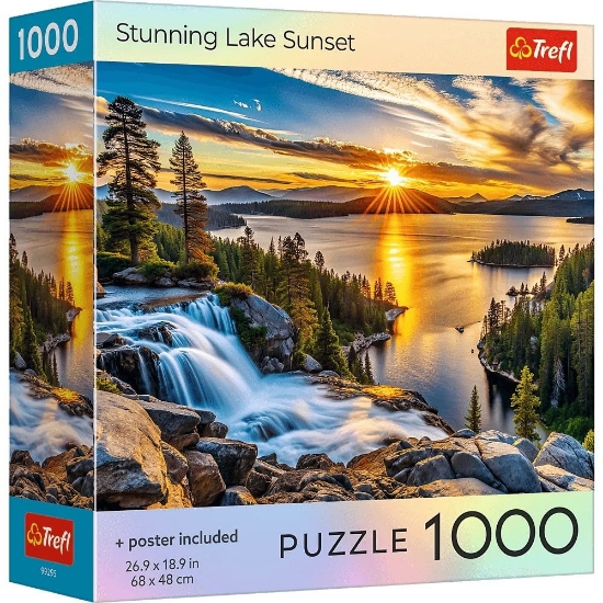 Imagine PUZZLE TREFL 1000 COLECTIA SUA APUS DE SOARE UIMITOR LA LAC POSTER INCLUS