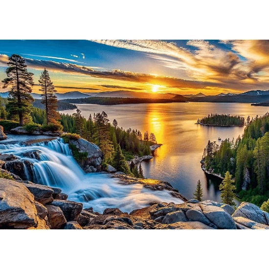 Imagine PUZZLE TREFL 1000 COLECTIA SUA APUS DE SOARE UIMITOR LA LAC POSTER INCLUS