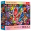 Imagine Puzzle Trefl 1000 piese – Păsări din vitraliu cu poster inclus