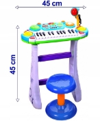 Imagine Instrument muzical pianină electronică Malplay cu scaun și microfon 45 cm înălțime albastru
