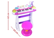 Imagine Instrument muzical pianină electronică Malplay cu scaun și microfon 45 cm înălțime roz