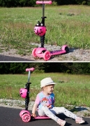 Imagine Trotinetă Malplay Buburuză tip scooter cu 3 roți – Roz