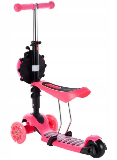 Imagine Trotinetă Malplay Buburuză tip scooter cu 3 roți – Roz