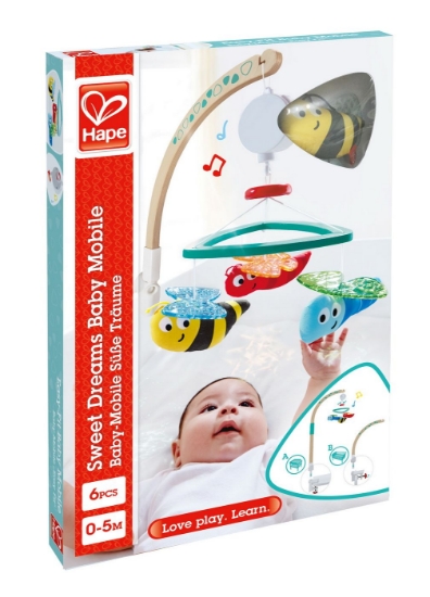 Imagine Carusel muzical Hape din lemn cu albine și sunete blânde