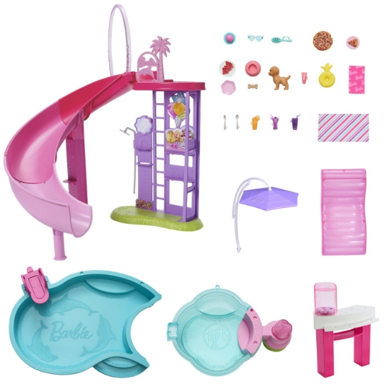 Imagine BARBIE SET DE JOACA PISCINA DE VIS CU ACCESORII