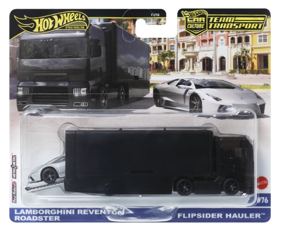 Imagine HOT WHEELS TRANSPORTATOR FLIPSIDER HAULER CU MASINUTA LAMBORGHINI REVENTON ROADSTER SCARA 1 LA 64