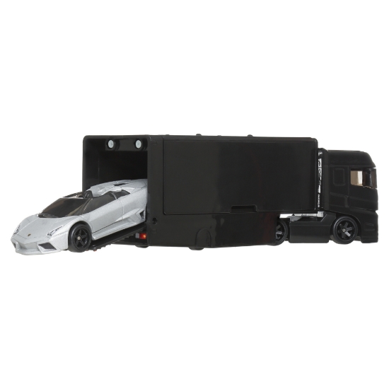 Imagine HOT WHEELS TRANSPORTATOR FLIPSIDER HAULER CU MASINUTA LAMBORGHINI REVENTON ROADSTER SCARA 1 LA 64