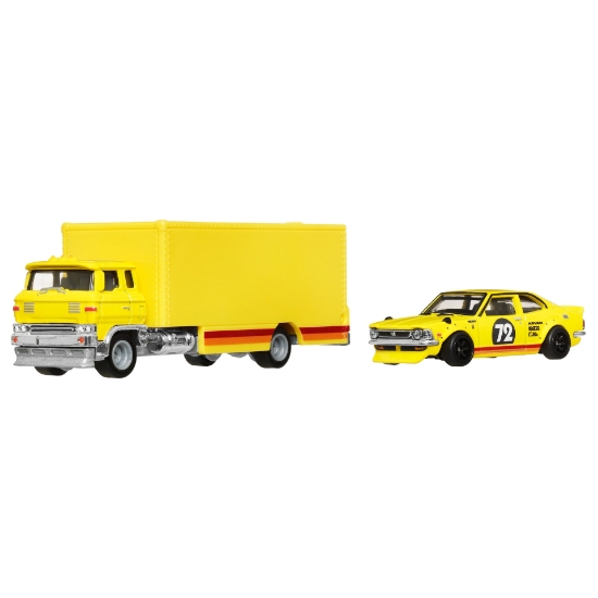 Imagine HOT WHEELS TRANSPORTATOR SAKURA SPRINTER CU MASINUTA TOYOTA COROLLA LEVIN SCARA 1 LA 64