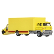 Imagine HOT WHEELS TRANSPORTATOR SAKURA SPRINTER CU MASINUTA TOYOTA COROLLA LEVIN SCARA 1 LA 64