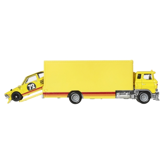 Imagine HOT WHEELS TRANSPORTATOR SAKURA SPRINTER CU MASINUTA TOYOTA COROLLA LEVIN SCARA 1 LA 64