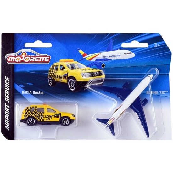 Imagine Majorette set mașinuță Dacia Duster și avion Boeing 787