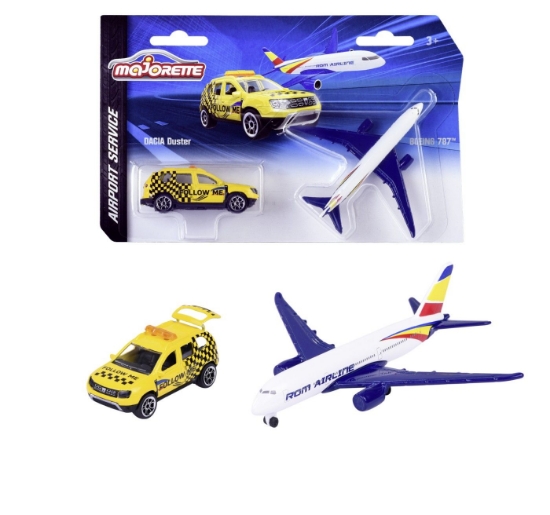 Imagine Majorette set mașinuță Dacia Duster și avion Boeing 787