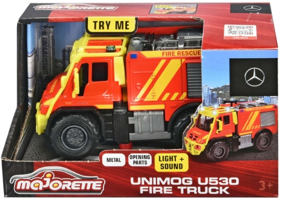 Imagine Majorette mașină de pompieri Mercedes Unimog U530 cu sunete și lumini