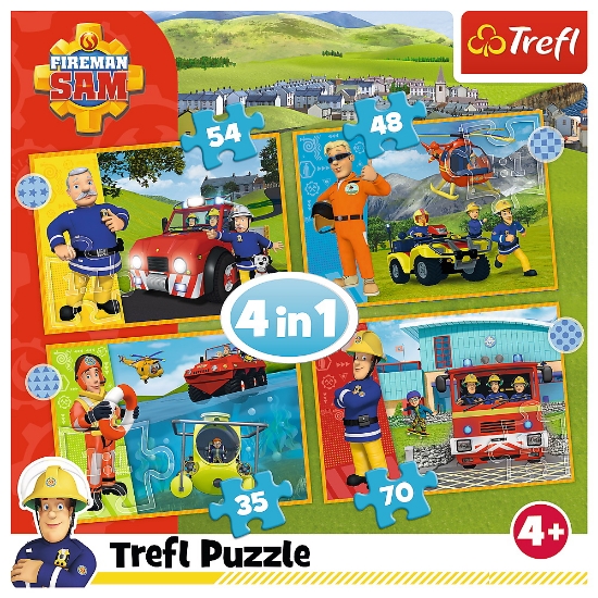 Imagine PUZZLE TREFL 4IN1 POMPIERUL SAM -  CURAJOSUL SAM
