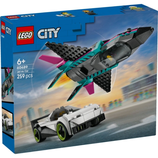 Imagine LEGO CITY AVION CU REACTIE VS MASINA 60489