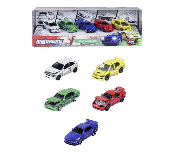 Imagine MAJORETTE SET 5 MASINUTE METALICE JDM LEGENDS PREMIUM ANIME SCARA 1 LA 64