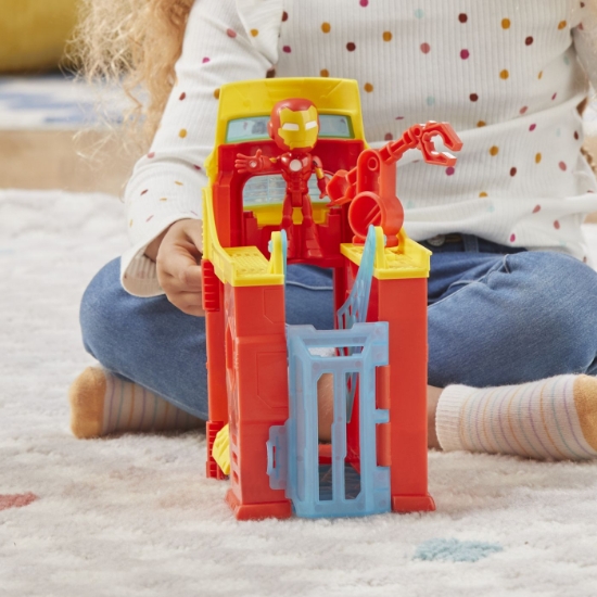 Imagine SPIDEY SI PRIETENII EXTRAORDINARI SCENA DE JOACA TURNUL LUI IRON MAN  SI FIGURINA IRON MAN 10CM