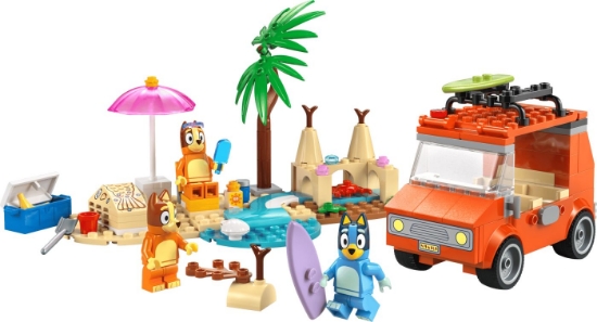 Imagine LEGO BLUEY CALATORIA FAMILIEI LUI BLUE CU MASINA LA PLAJA 11202 