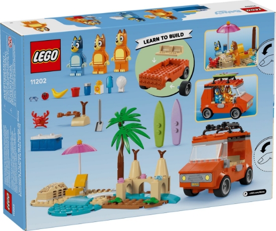 Imagine LEGO BLUEY CALATORIA FAMILIEI LUI BLUE CU MASINA LA PLAJA 11202 
