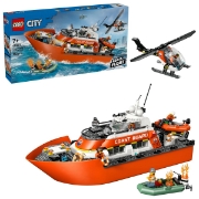 Imagine LEGO CITY BARCA DE SALVARE SI ELICOPTER ALE PAZEI DE COASTA 60504