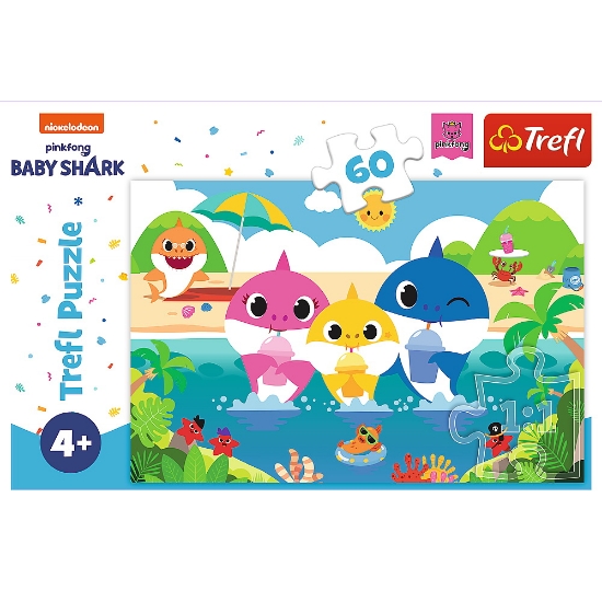 Imagine PUZZLE TREFL 60 BABY SHARK - FAMILIA IN VACANTA