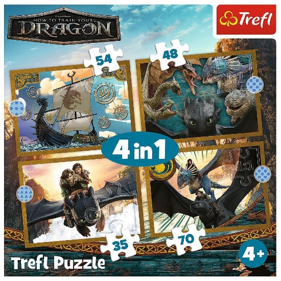 Imagine PUZZLE TREFL 4IN1 CUM SA ITI DRESEZI DRAGONUL ZILELE DRAGONULUI