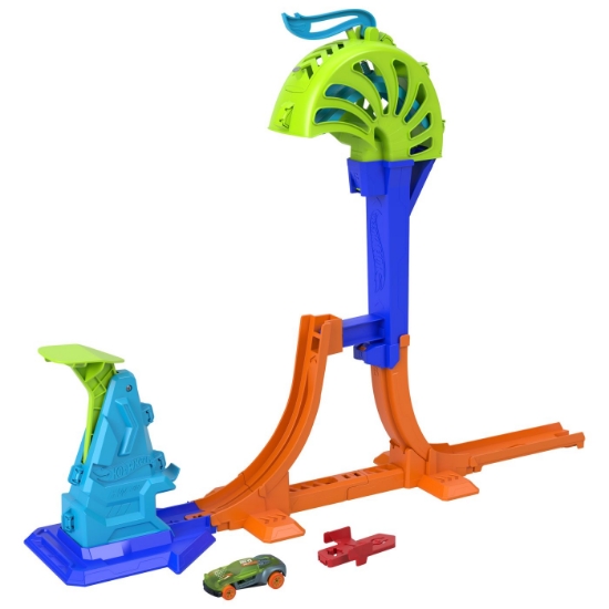 Imagine HOT WHEELS STUNT TRACKS PISTA PENTRU CASCADORII CAMPIONUL LANSARII PUTERNICE CU MASINUTA INCLUSA