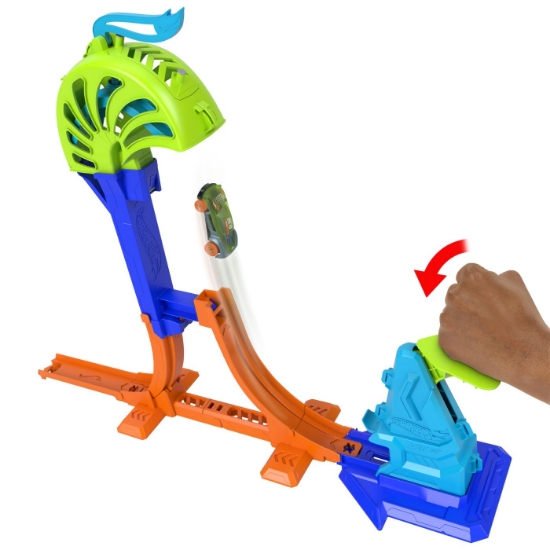 Imagine HOT WHEELS STUNT TRACKS PISTA PENTRU CASCADORII CAMPIONUL LANSARII PUTERNICE CU MASINUTA INCLUSA