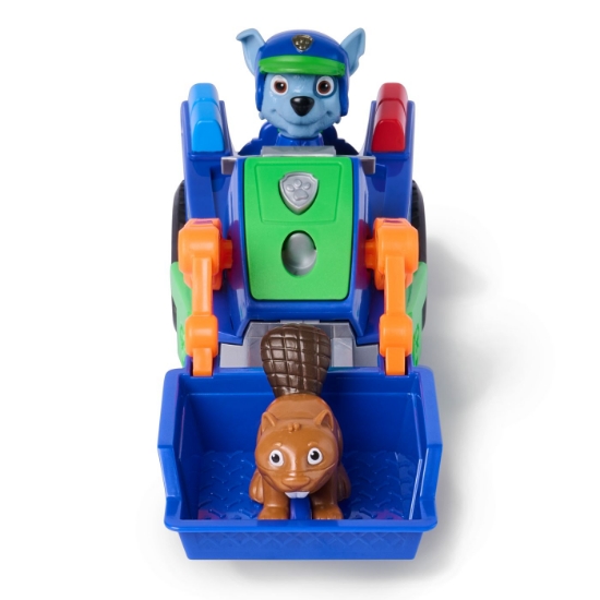 Imagine PATRULA CATELUSILOR CAUTARE SI SALVARE SET FIGURINA ROCKY SI VEHICUL DE RECICLARE